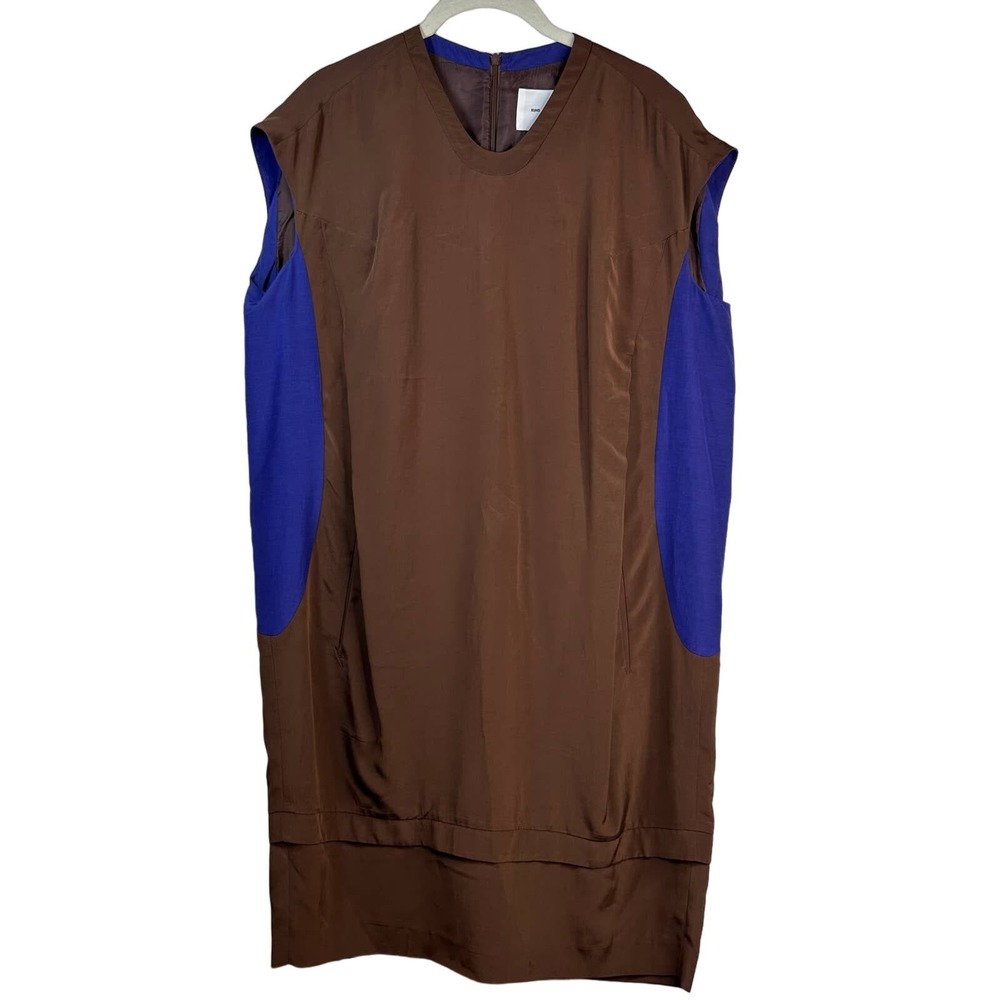 Kuho Korean Brand Brown Blue Lagenlook Tunic Dress Womens Large